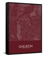 Daejeon, Korea, Republic of Red Map-null-Framed Stretched Canvas