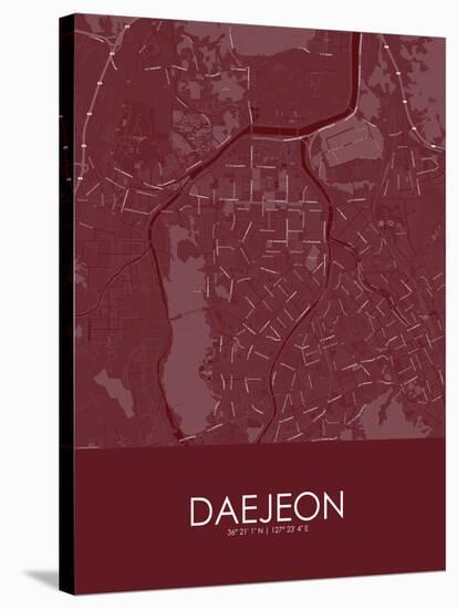 Daejeon, Korea, Republic of Red Map-null-Stretched Canvas