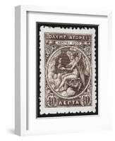 Daemon Or God Of the Games. Greece 1906 Olympic Games 40 Lepta, Unused-null-Framed Giclee Print