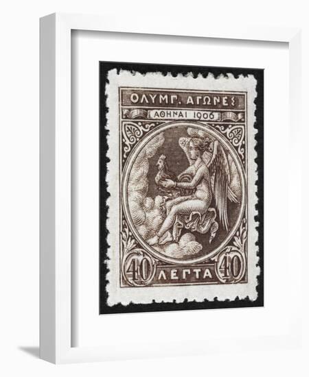 Daemon Or God Of the Games. Greece 1906 Olympic Games 40 Lepta, Unused-null-Framed Giclee Print