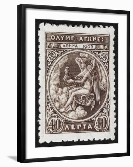 Daemon Or God Of the Games. Greece 1906 Olympic Games 40 Lepta, Unused-null-Framed Giclee Print