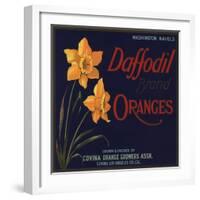 Daffodil Brand - Covina, California - Citrus Crate Label-Lantern Press-Framed Art Print