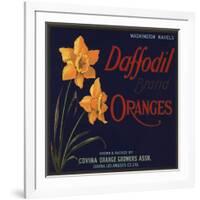 Daffodil Brand - Covina, California - Citrus Crate Label-Lantern Press-Framed Art Print