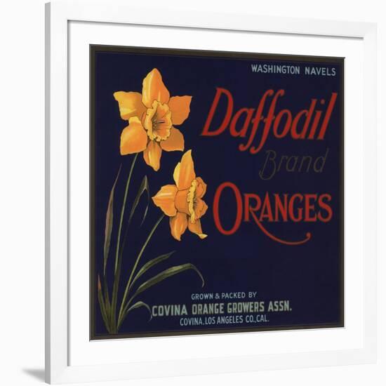 Daffodil Brand - Covina, California - Citrus Crate Label-Lantern Press-Framed Art Print