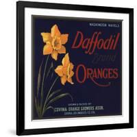 Daffodil Brand - Covina, California - Citrus Crate Label-Lantern Press-Framed Art Print