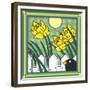 Daffodils 2 with Kernal the Crow-Denny Driver-Framed Giclee Print