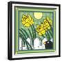 Daffodils 2 with Kernal the Crow-Denny Driver-Framed Giclee Print