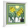 Daffodils 2 with Kernal the Crow-Denny Driver-Framed Giclee Print