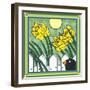 Daffodils 2 with Kernal the Crow-Denny Driver-Framed Giclee Print