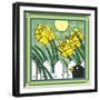 Daffodils 2 with Kernal the Crow-Denny Driver-Framed Giclee Print