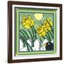 Daffodils 2 with Kernal the Crow-Denny Driver-Framed Giclee Print