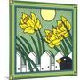 Daffodils 2 with Kernal the Crow-Denny Driver-Mounted Giclee Print