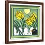 Daffodils 2 with Kernal the Crow-Denny Driver-Framed Giclee Print