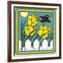 Daffodils 3 with Kernal the Crow-Denny Driver-Framed Giclee Print