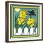 Daffodils 3 with Kernal the Crow-Denny Driver-Framed Giclee Print