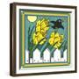 Daffodils 3 with Kernal the Crow-Denny Driver-Framed Giclee Print