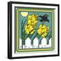 Daffodils 3 with Kernal the Crow-Denny Driver-Framed Giclee Print