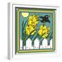 Daffodils 3 with Kernal the Crow-Denny Driver-Framed Giclee Print