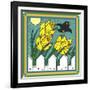 Daffodils 3 with Kernal the Crow-Denny Driver-Framed Giclee Print