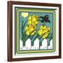 Daffodils 3 with Kernal the Crow-Denny Driver-Framed Giclee Print
