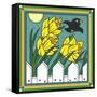 Daffodils 3 with Kernal the Crow-Denny Driver-Framed Stretched Canvas