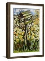 Daffodils, and Birds in the Birdhouse-Joan Thewsey-Framed Giclee Print