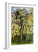 Daffodils, and Birds in the Birdhouse-Joan Thewsey-Framed Giclee Print