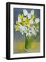 Daffodils and white tulips in an octagonal glass vase-Joan Thewsey-Framed Giclee Print