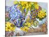 Daffodils, Antique Jugs, Plates, Textiles and Lace, 2012-Joan Thewsey-Stretched Canvas