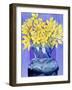 Daffodils in Cobalt-Sharon Pitts-Framed Giclee Print