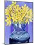 Daffodils in Cobalt-Sharon Pitts-Mounted Giclee Print