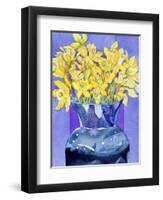 Daffodils in Cobalt-Sharon Pitts-Framed Premium Giclee Print