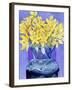 Daffodils in Cobalt-Sharon Pitts-Framed Giclee Print