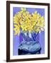 Daffodils in Cobalt-Sharon Pitts-Framed Giclee Print