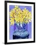 Daffodils in Cobalt-Sharon Pitts-Framed Giclee Print