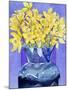 Daffodils in Cobalt-Sharon Pitts-Mounted Giclee Print