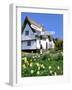 Daffodils, Road Sign and Cottage, Thriplow, Cambridgeshire-Peter Thompson-Framed Photographic Print