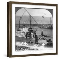 Dahabiyehs on the River Ready for a Nile Voyage, Egypt, 1905-Underwood & Underwood-Framed Photographic Print