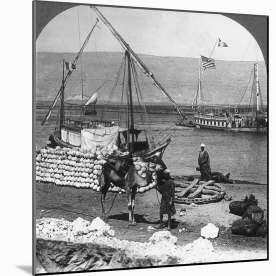 Dahabiyehs on the River Ready for a Nile Voyage, Egypt, 1905-Underwood & Underwood-Mounted Photographic Print