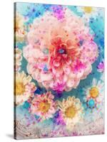 Dahlia with Diasies and Colorful Poppy Floral Ornaments-Alaya Gadeh-Stretched Canvas