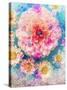 Dahlia with Diasies and Colorful Poppy Floral Ornaments-Alaya Gadeh-Stretched Canvas