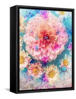Dahlia with Diasies and Colorful Poppy Floral Ornaments-Alaya Gadeh-Framed Stretched Canvas