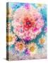 Dahlia with Diasies and Colorful Poppy Floral Ornaments-Alaya Gadeh-Stretched Canvas