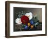 Dahlia with White Poppies, Cherianthus and Morning Glories-Johan Laurentz Jensen-Framed Premium Giclee Print