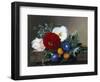 Dahlia with White Poppies, Cherianthus and Morning Glories-Johan Laurentz Jensen-Framed Premium Giclee Print