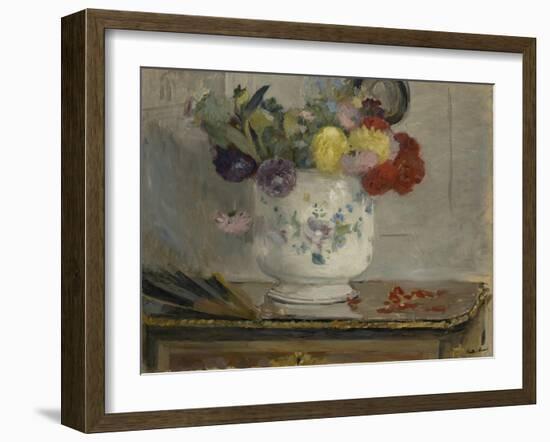 Dahlias, 1876 (Oil on Canvas)-Berthe Morisot-Framed Giclee Print