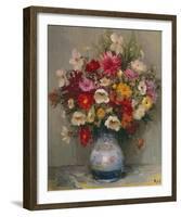 Dahlias Dans Un Pot Bleu-Marcel Dyf-Framed Giclee Print