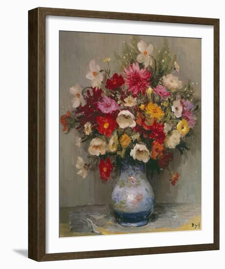 Dahlias Dans Un Pot Bleu-Marcel Dyf-Framed Giclee Print