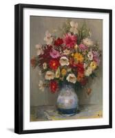 Dahlias Dans Un Pot Bleu-Marcel Dyf-Framed Giclee Print