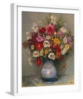 Dahlias Dans Un Pot Bleu-Marcel Dyf-Framed Giclee Print